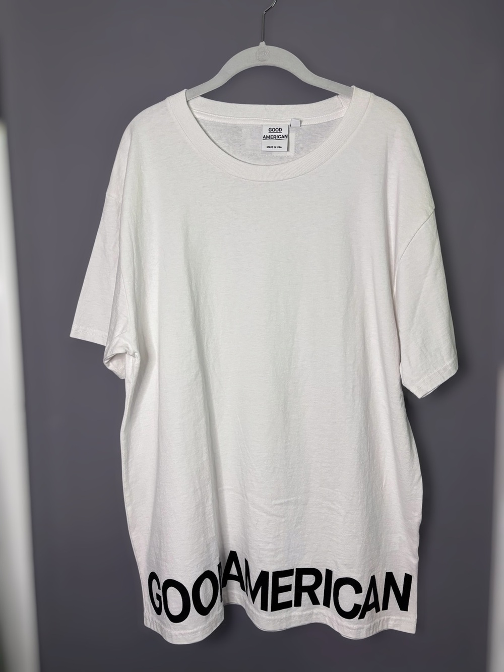 Good American White Oversized Graphic Logo T Shirt 0/1